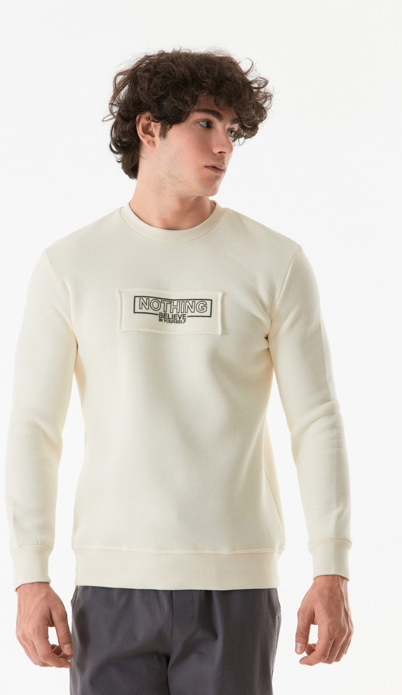 Text Printed Crew Neck Sweatshirt