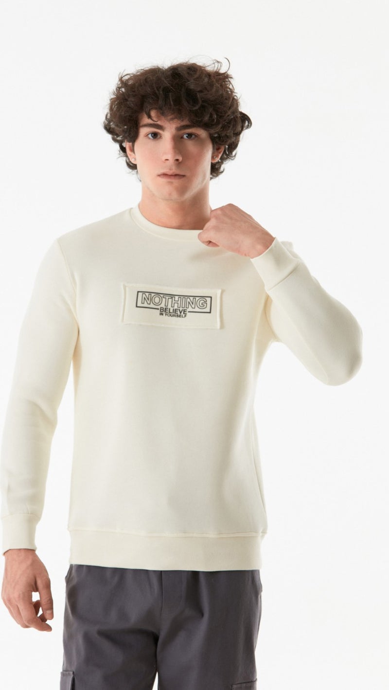 Text Printed Crew Neck Sweatshirt