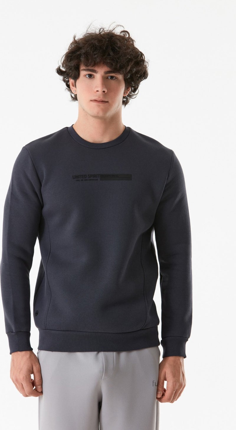 Embossed Printed Crew Neck Sweatshirt