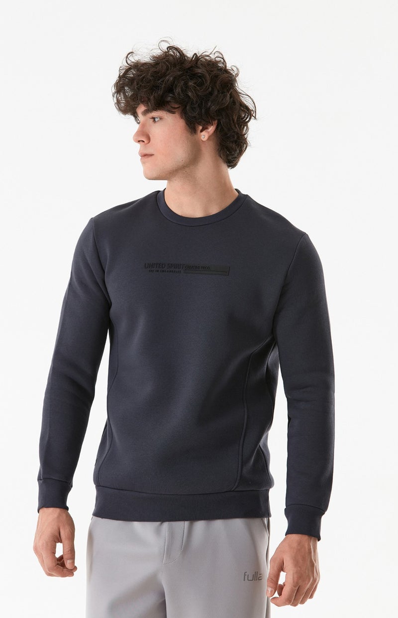 Embossed Printed Crew Neck Sweatshirt