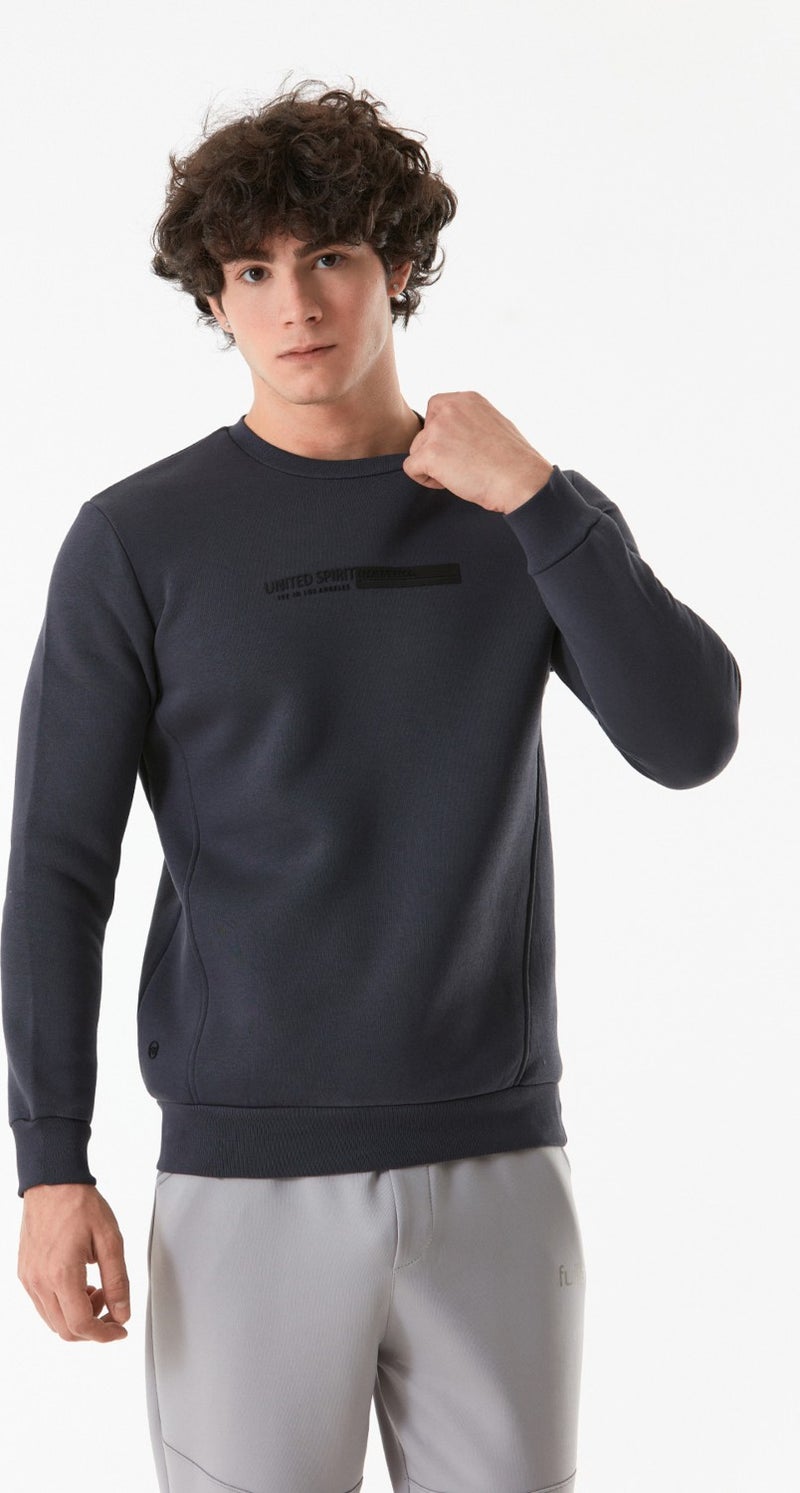 Embossed Printed Crew Neck Sweatshirt