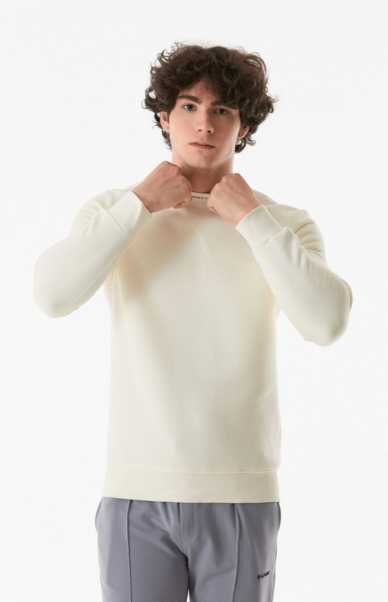 Text Printed Stand Collar Sweatshirt