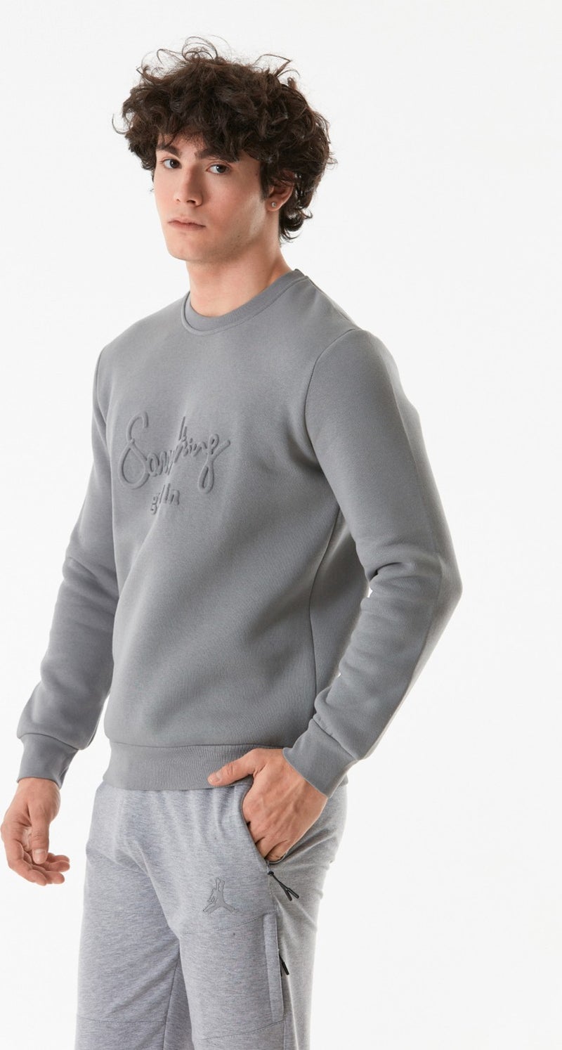 Embossed Crew Neck Sweatshirt