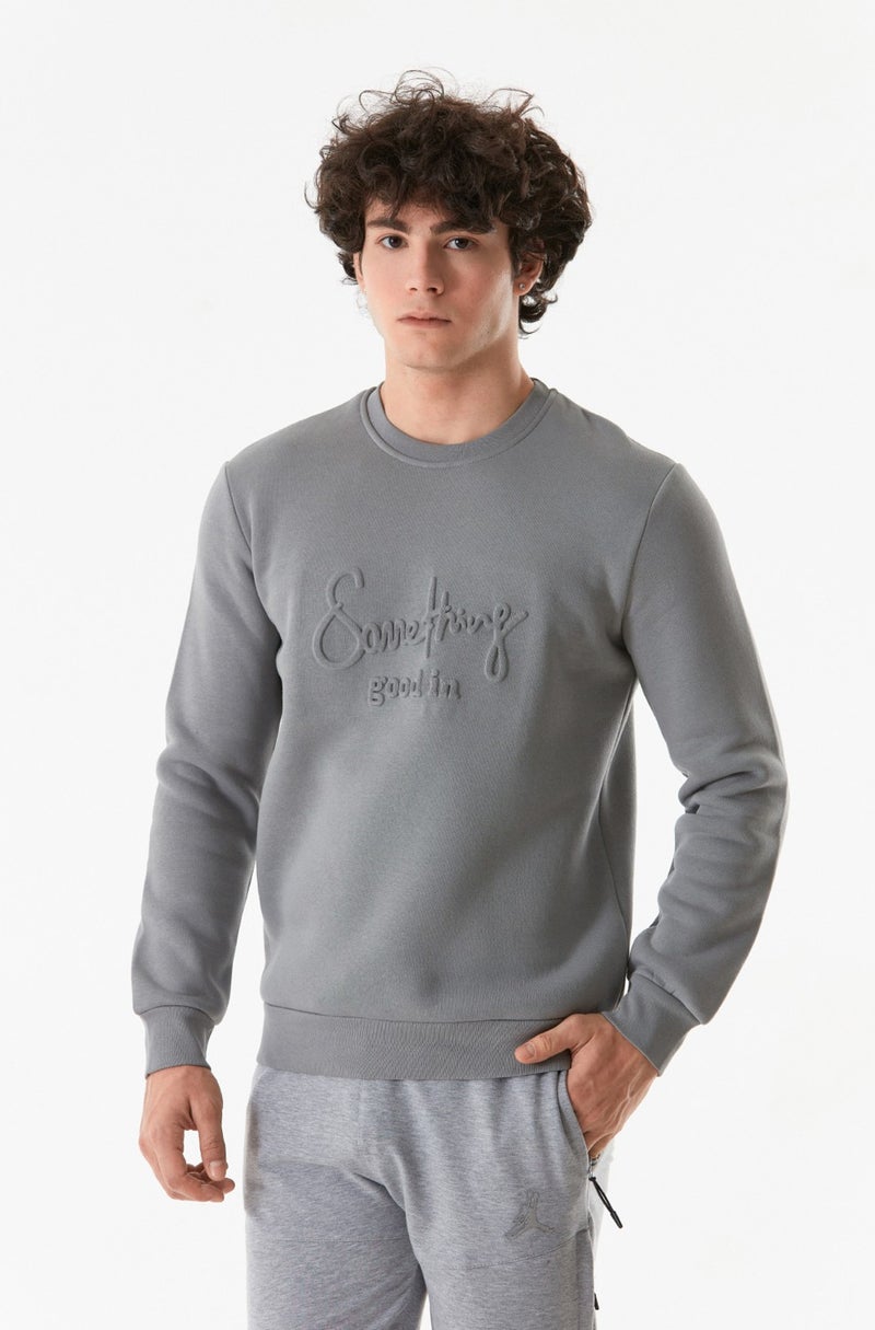 Embossed Crew Neck Sweatshirt