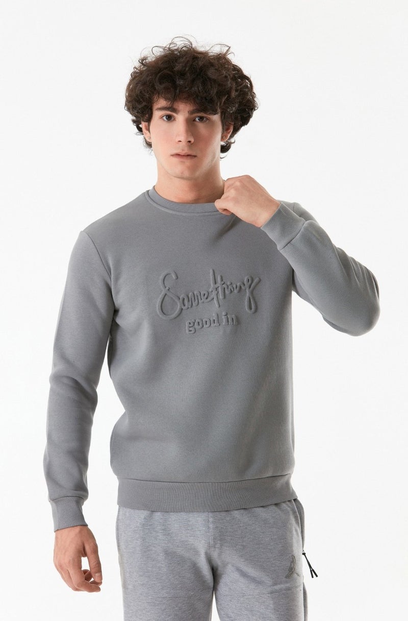 Embossed Crew Neck Sweatshirt