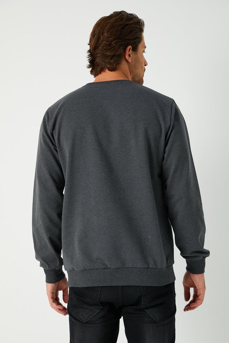 Men's Anthracite Basic Crew Neck Sweatshirt