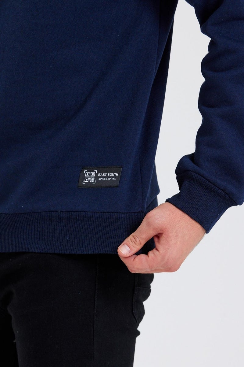 Crew Neck Label Detail Cotton Inside Men's Sweatshirt
