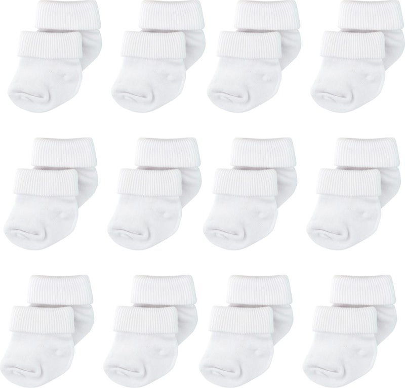 12 Pack Bamboo Newborn Baby Socks I Snow White I Girl Boy White Baby Socks