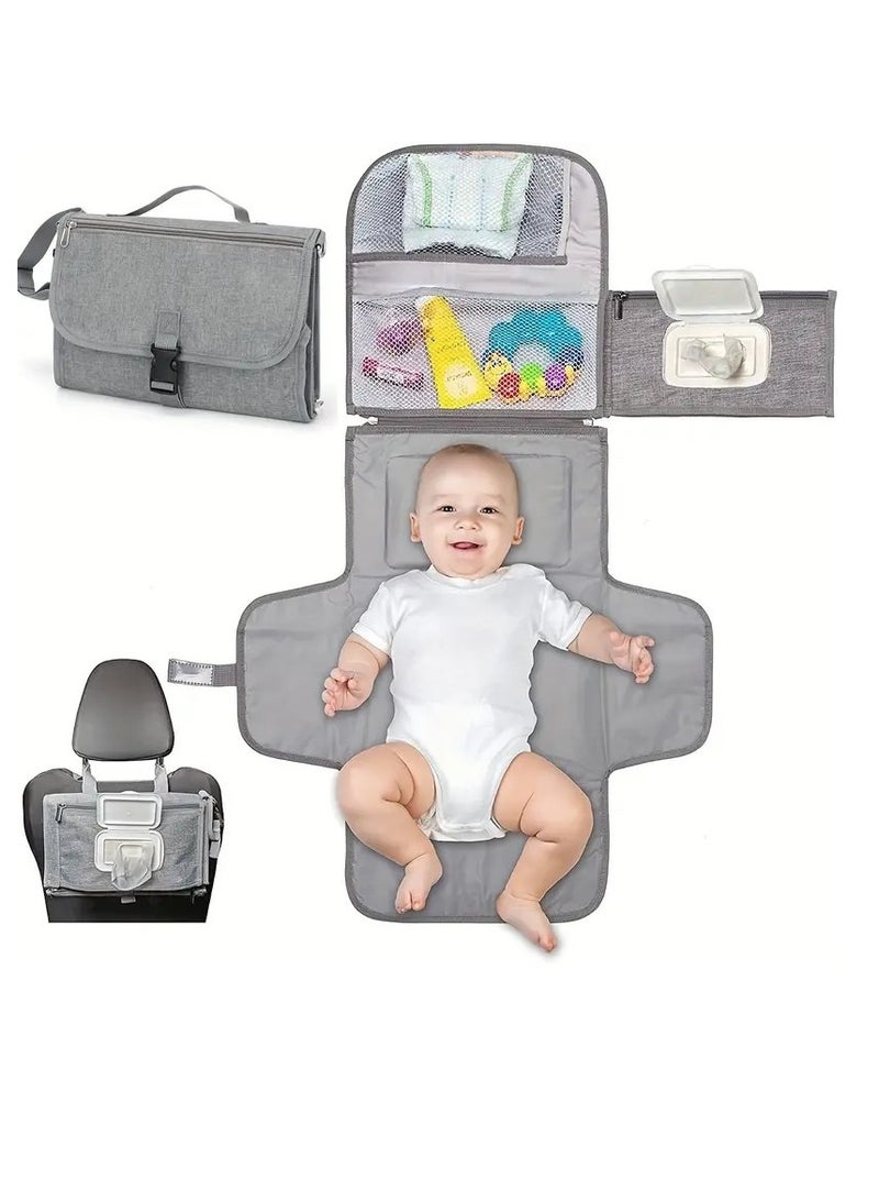 Portable Diaper Changing Pad - Baby Changing Pad & Diaper Changer Travel Bag, Smart Design Baby Changing Mat, Portable Changing Pad for Baby - Baby Changing Station, Grey