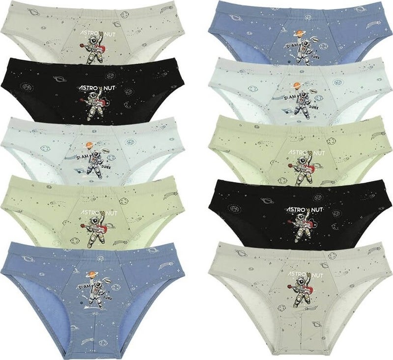 10-Piece Astronaut Printed Boy's Briefs - 761009AJ