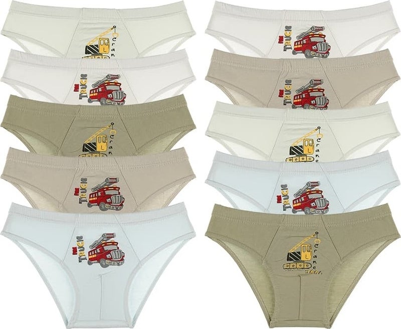 10 Pcs Color Printed Boy's Briefs - 7671VA