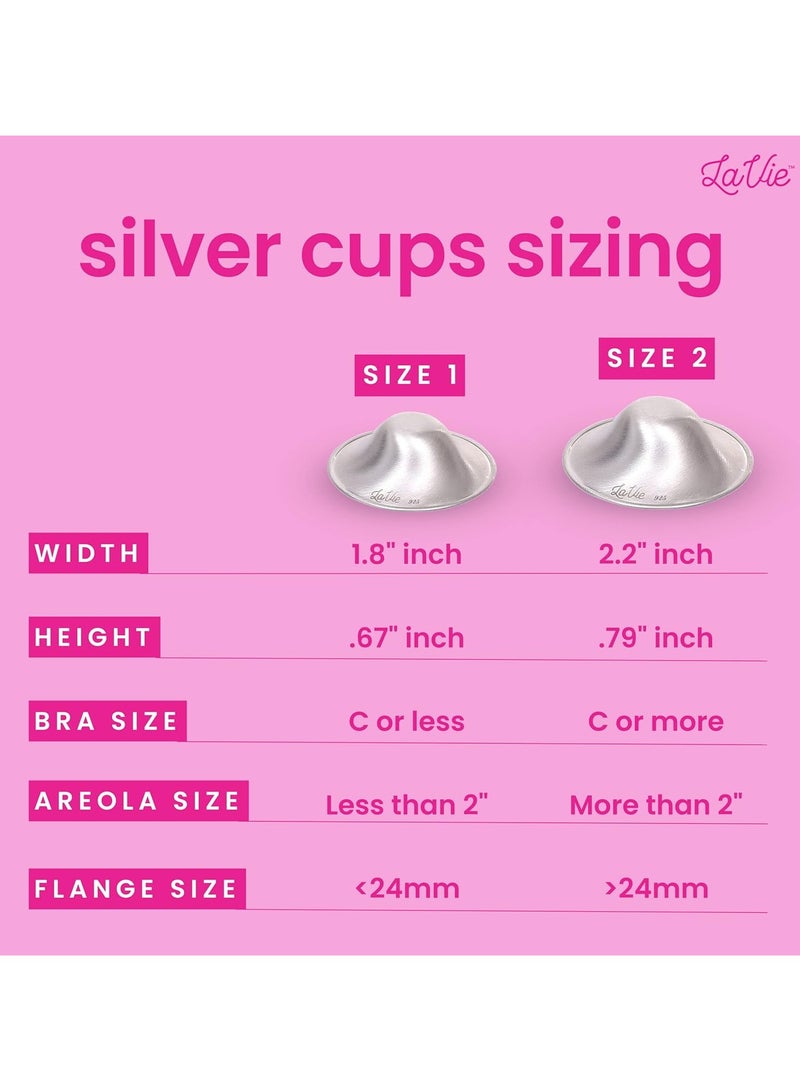 LaVie Silver Nursing Cups, Soothing Protection for Nursing Nipples of Newborns, Calming Relief for Breastfeeding Moms, XL