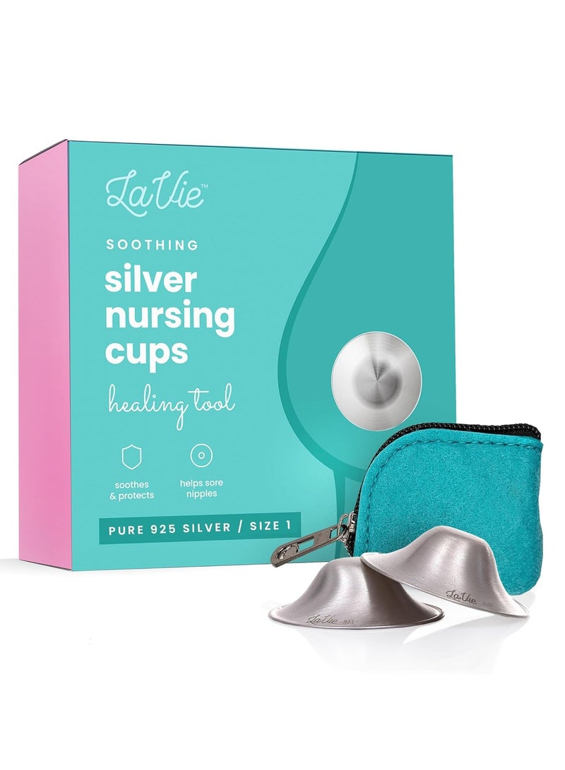 LaVie Silver Nursing Cups, Soothing Protection for Nursing Nipples of Newborns, Calming Relief for Breastfeeding Moms, XL