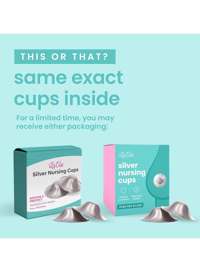 LaVie Silver Nursing Cups, Soothing Protection for Nursing Nipples of Newborns, Calming Relief for Breastfeeding Moms, XL