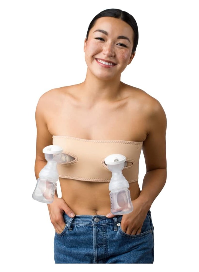 Adjustable Hands Free Pumping Bra, One Size, Cup A-DD, Tan