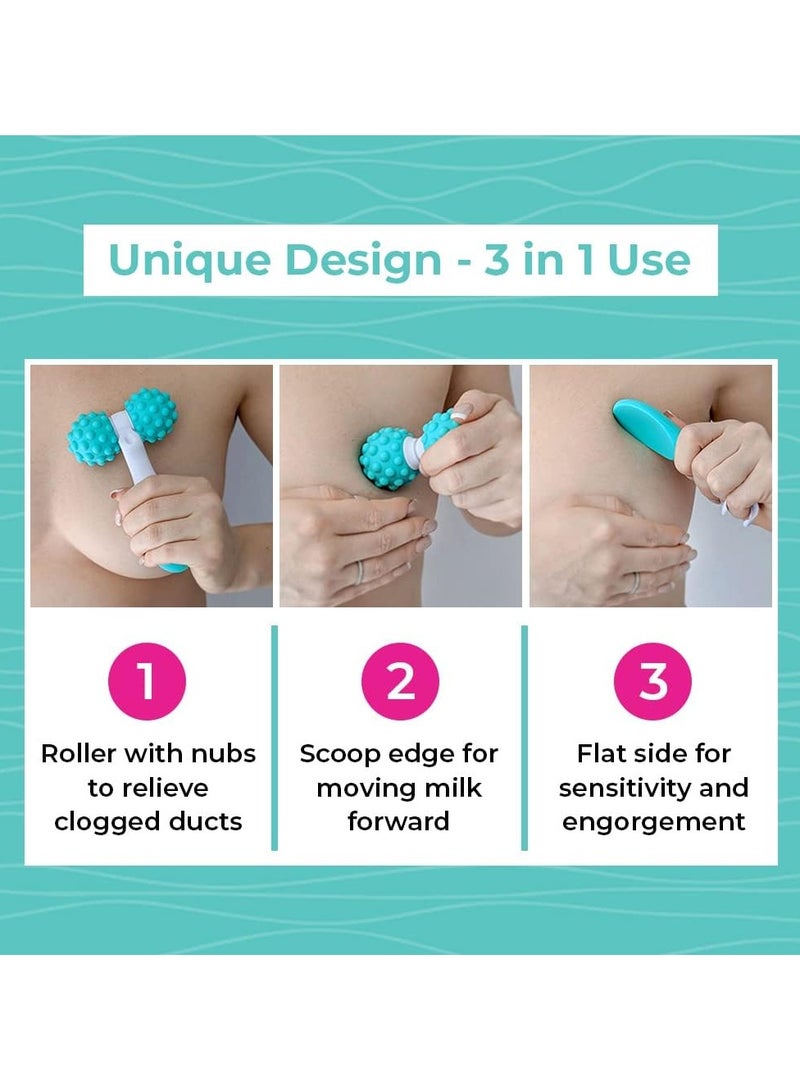 5-in-1 Lactation Massager Roller, Manual Massage Roller, Breastfeeding Tool to Improve Milk Flow, Discomfort, Breast Massage