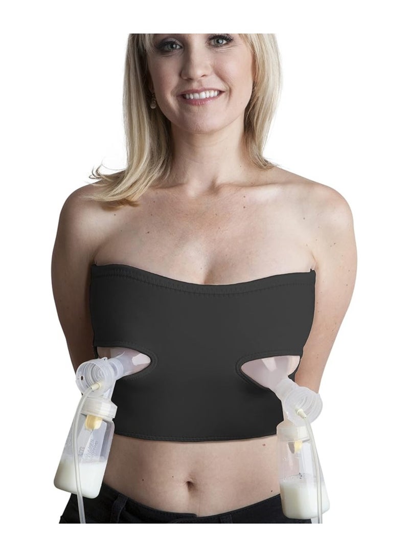 Adjustable Hands Free Pumping Bra, One Size, Cup DD-K, Black Plus