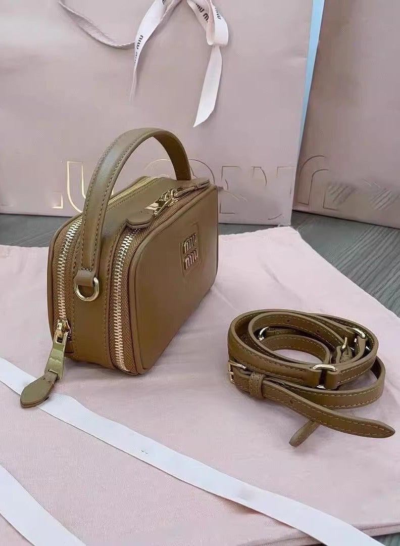 MIU Leather and Patent Leather Shoulder Bag