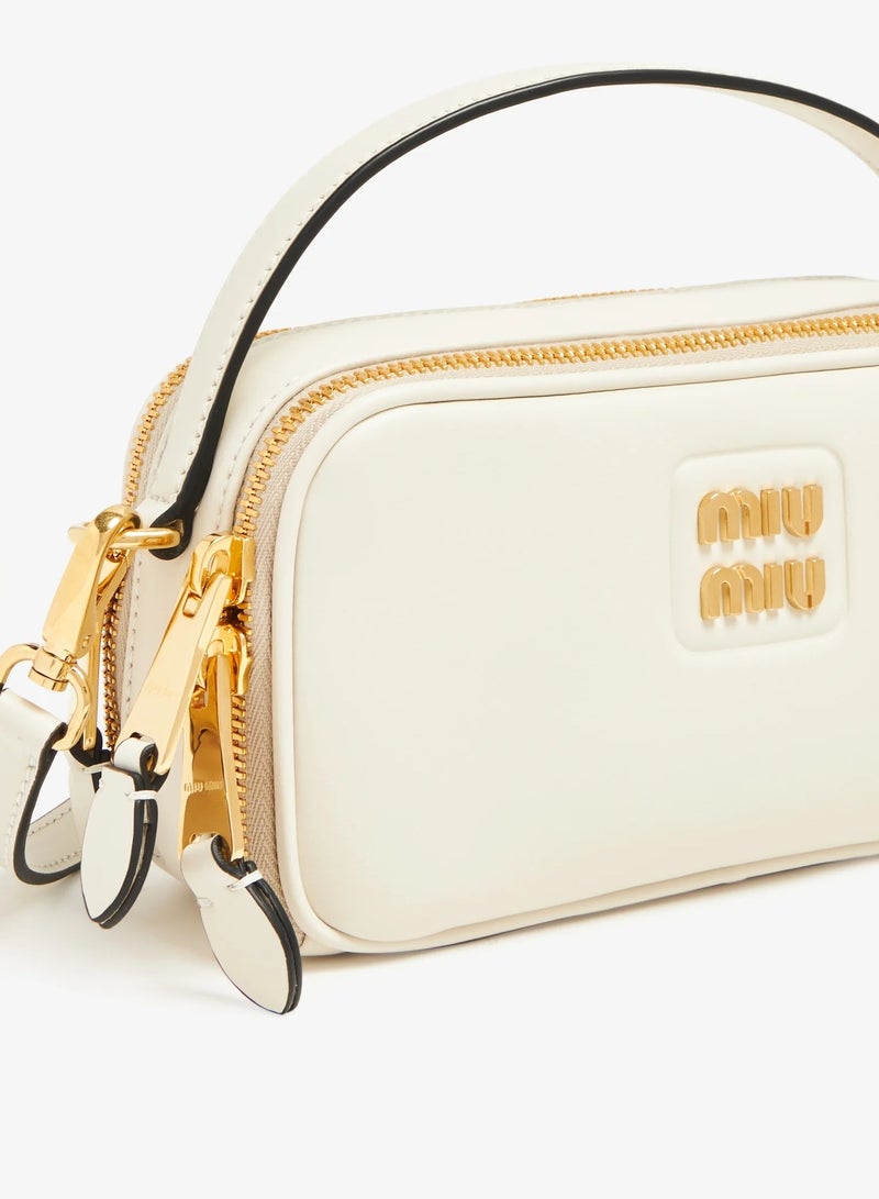 miu Leather and Patent Leather Shoulder Bag