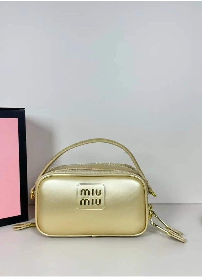 MIU Leather and Patent Leather Shoulder Bag