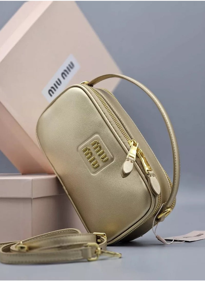 MIU Leather and Patent Leather Shoulder Bag