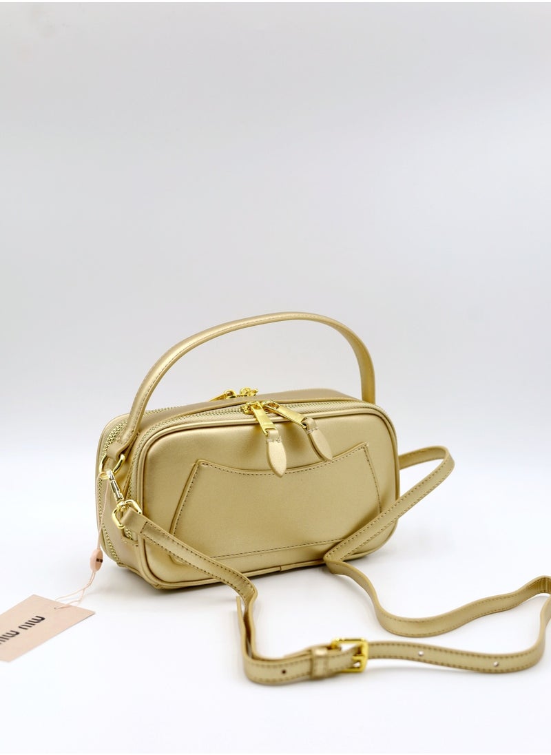 MIU Leather and Patent Leather Shoulder Bag