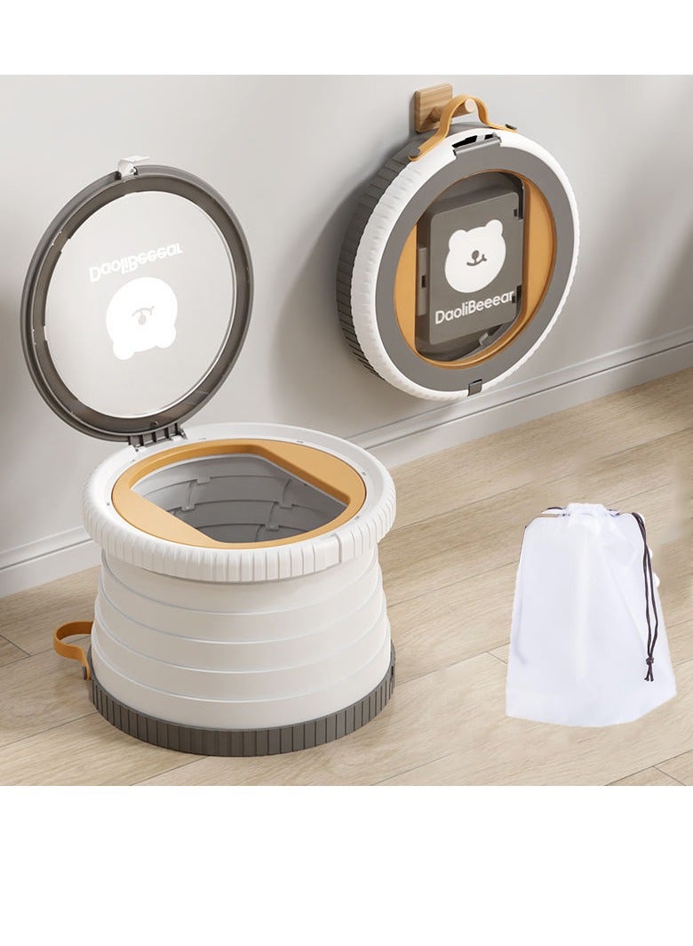 Travel Potty for Toddlers, Portable and Foldable Potty Training Toilet Seat for Kids, Suitable for Boys and Girls, Ideal for Camping, Outdoor, and Indoor Use (Gray Orange)