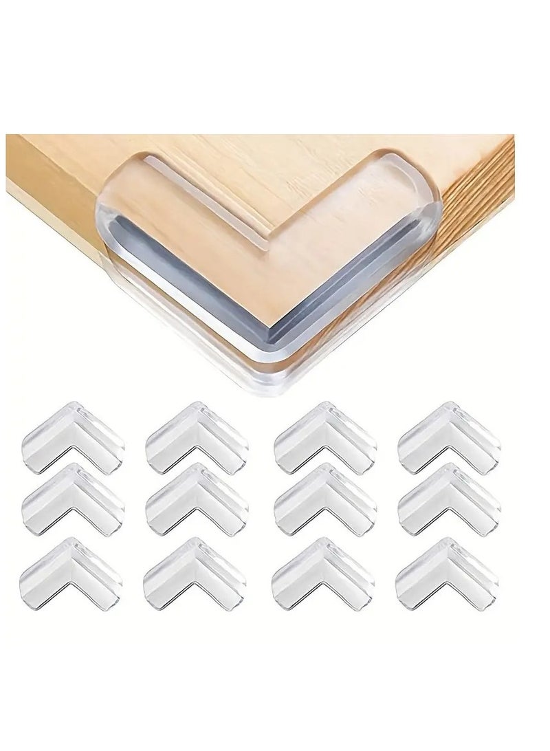 12pcs Baby-Safe Clear Corner Guards - High-Resistant Adhesive Gel for Table, Furniture, Glass, Cabinet & More! Christmas, Halloween,