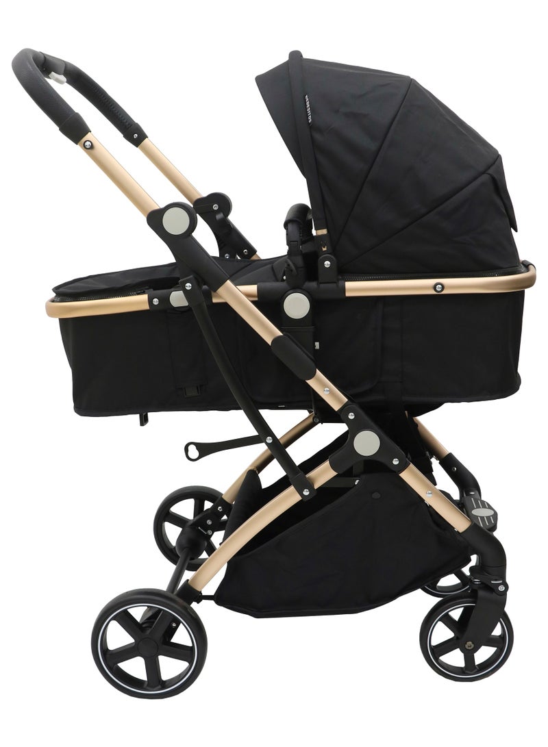 UltraLite Compact Reversible 3 in 1 Newborn Stroller Pram Suitable From Birth - Black