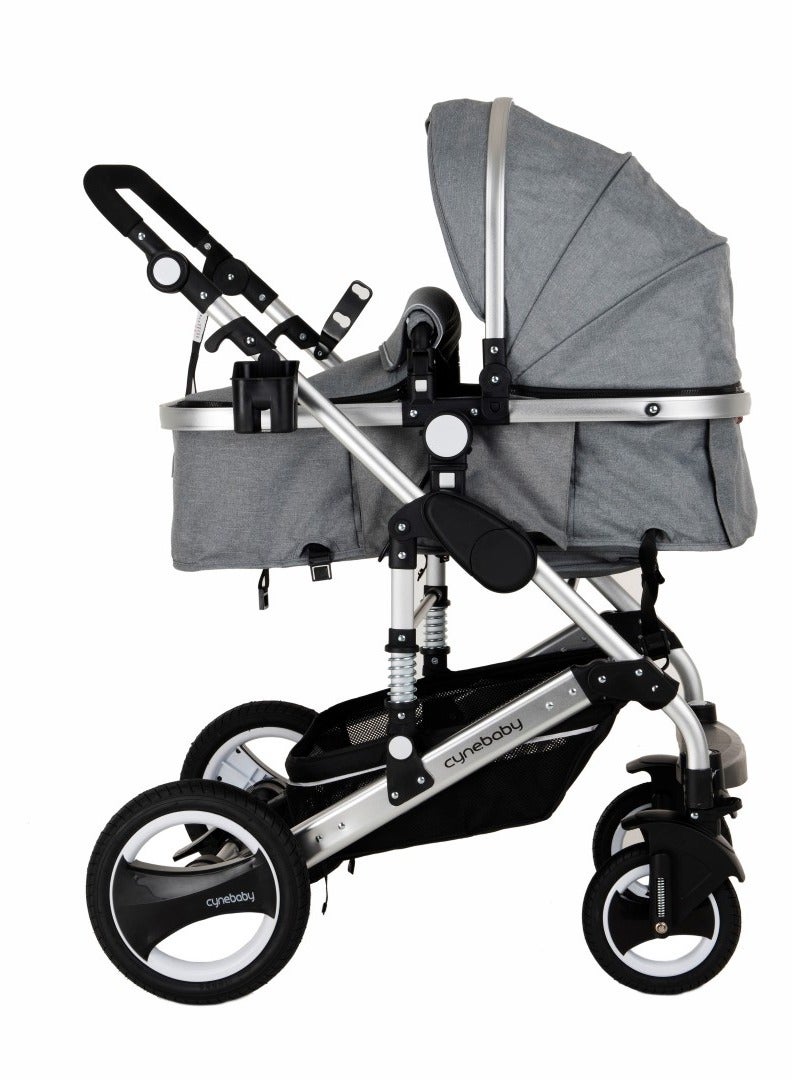 Cynebaby 7 Gray - 3 in 1 Luxury Pram