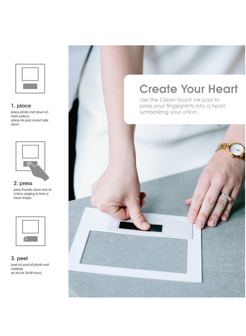 Heart Thumbprint Keepsake Frame and Ink Kit, Wedding Picture Frame, Wedding Registry Idea, Shower Gift for Bride and Newlywed, White Frame, 4x6 Photo (2 Pack)