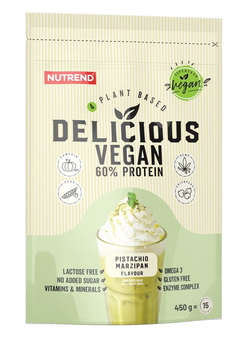 Nutrend,Delicious Vegan,60% Protein Pistachio Marzipan Flavor,450g,15 Serving