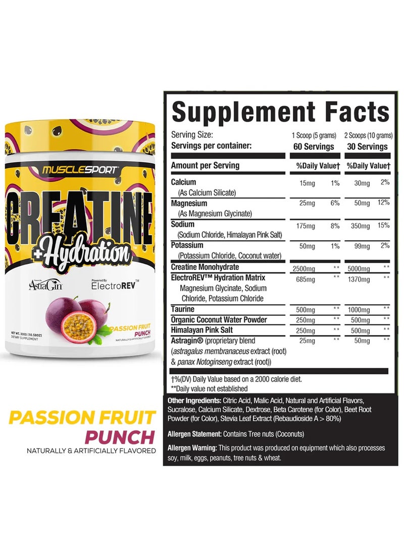 MUSCLESPORT CREATINE+HYDRATION PASSION FRUIT PUNCH