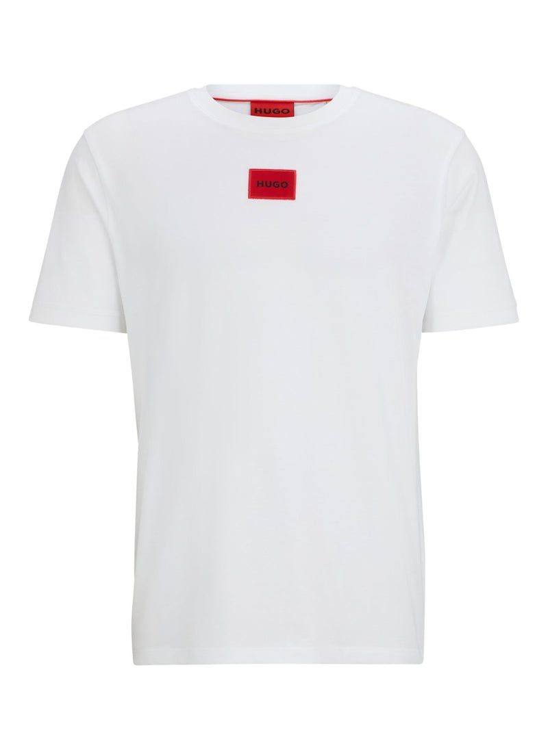 Cotton T-shirt with red logo label