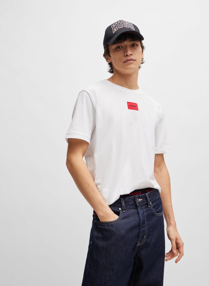 Cotton T-shirt with red logo label