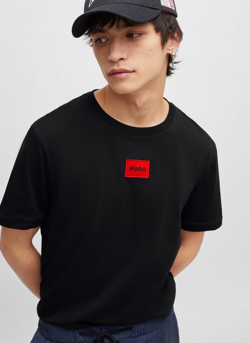 Cotton T-shirt with red logo label