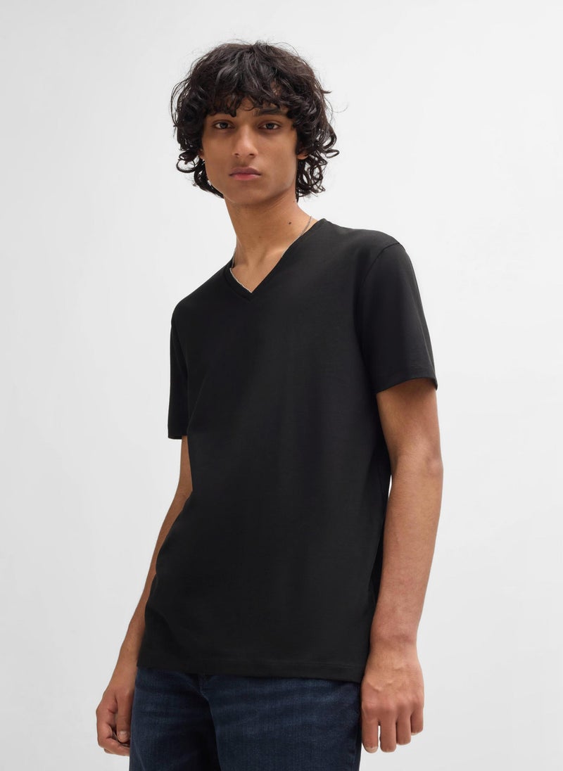 Two-pack of V-neck T-shirts in stretch cotton