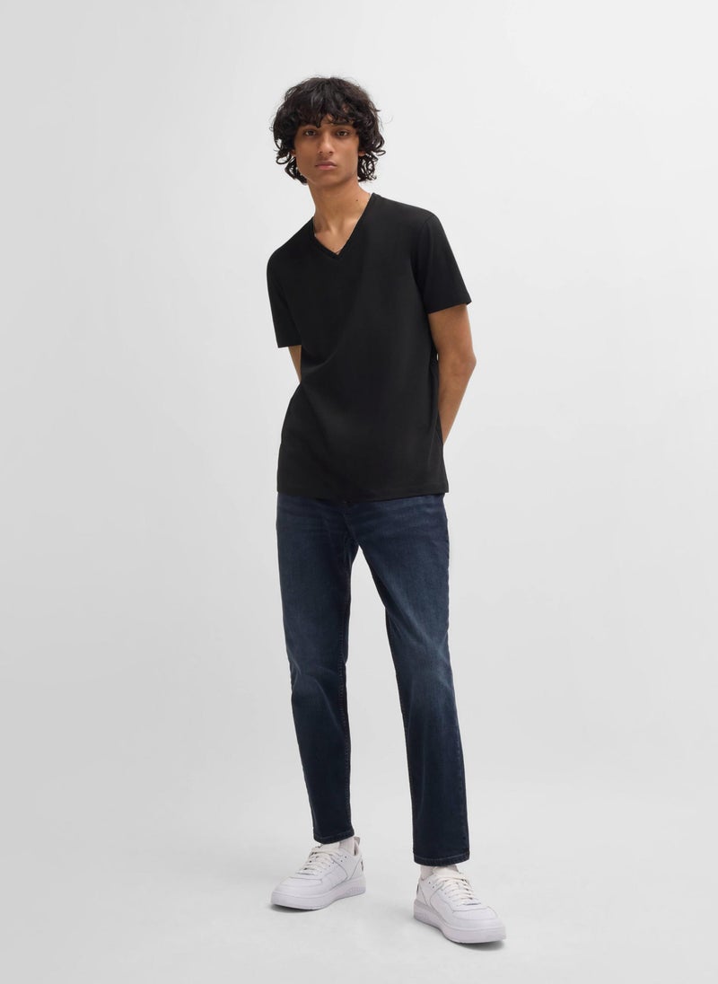 Two-pack of V-neck T-shirts in stretch cotton