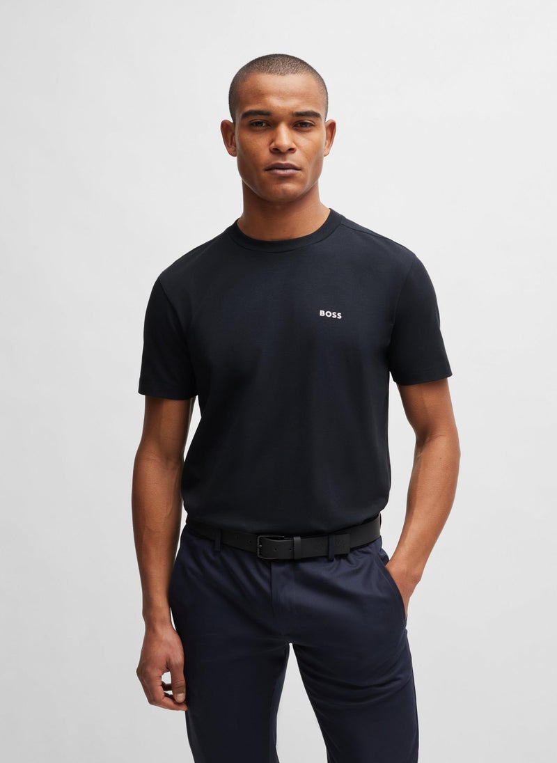 Stretch-cotton regular-fit T-shirt with contrast logo