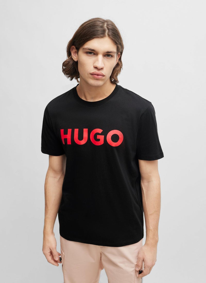 Contrast-logo T-shirt in cotton jersey