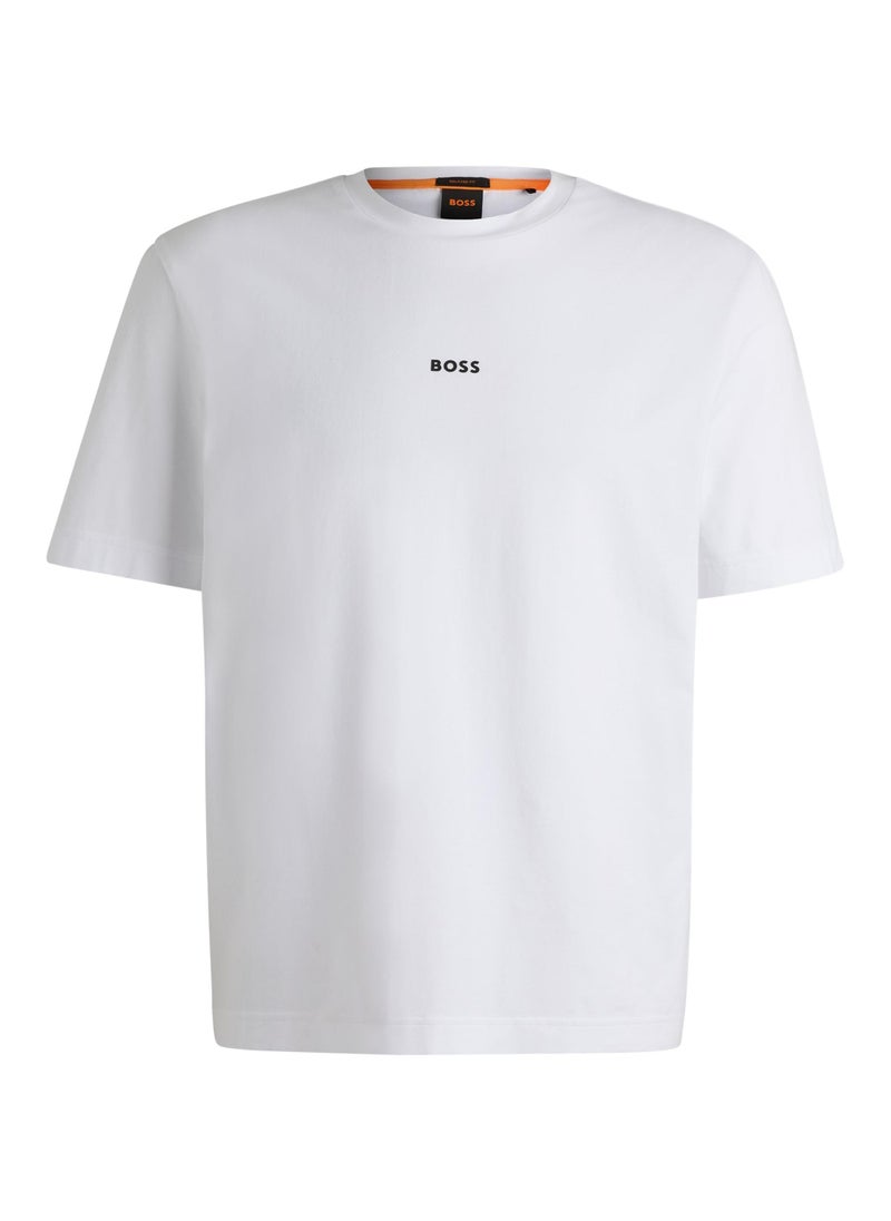 Relaxed-fit T-shirt in stretch cotton with logo print