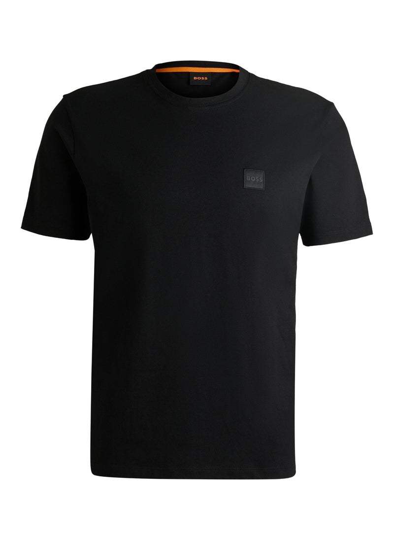 Cotton-jersey T-shirt with logo patch