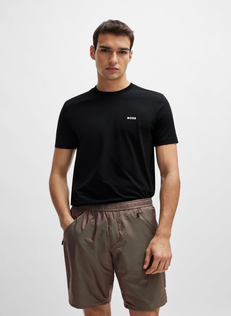 Stretch-cotton regular-fit T-shirt with contrast logo