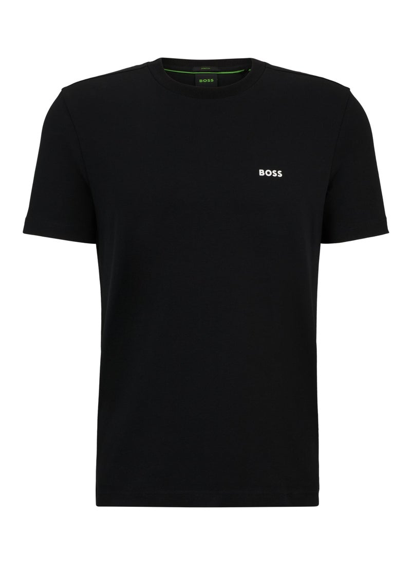 Stretch-cotton regular-fit T-shirt with contrast logo