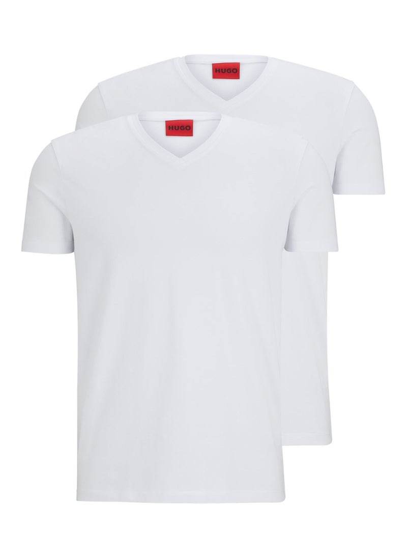 Two-pack of V-neck T-shirts in stretch cotton