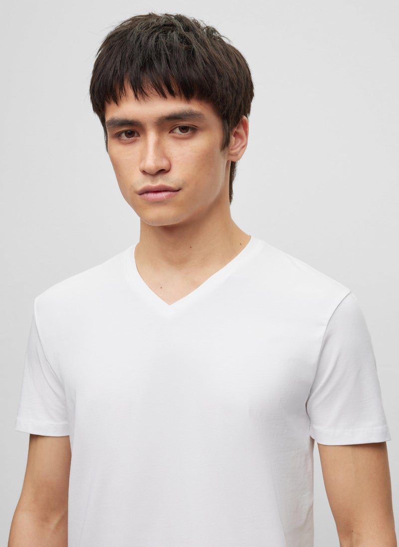 Two-pack of V-neck T-shirts in stretch cotton