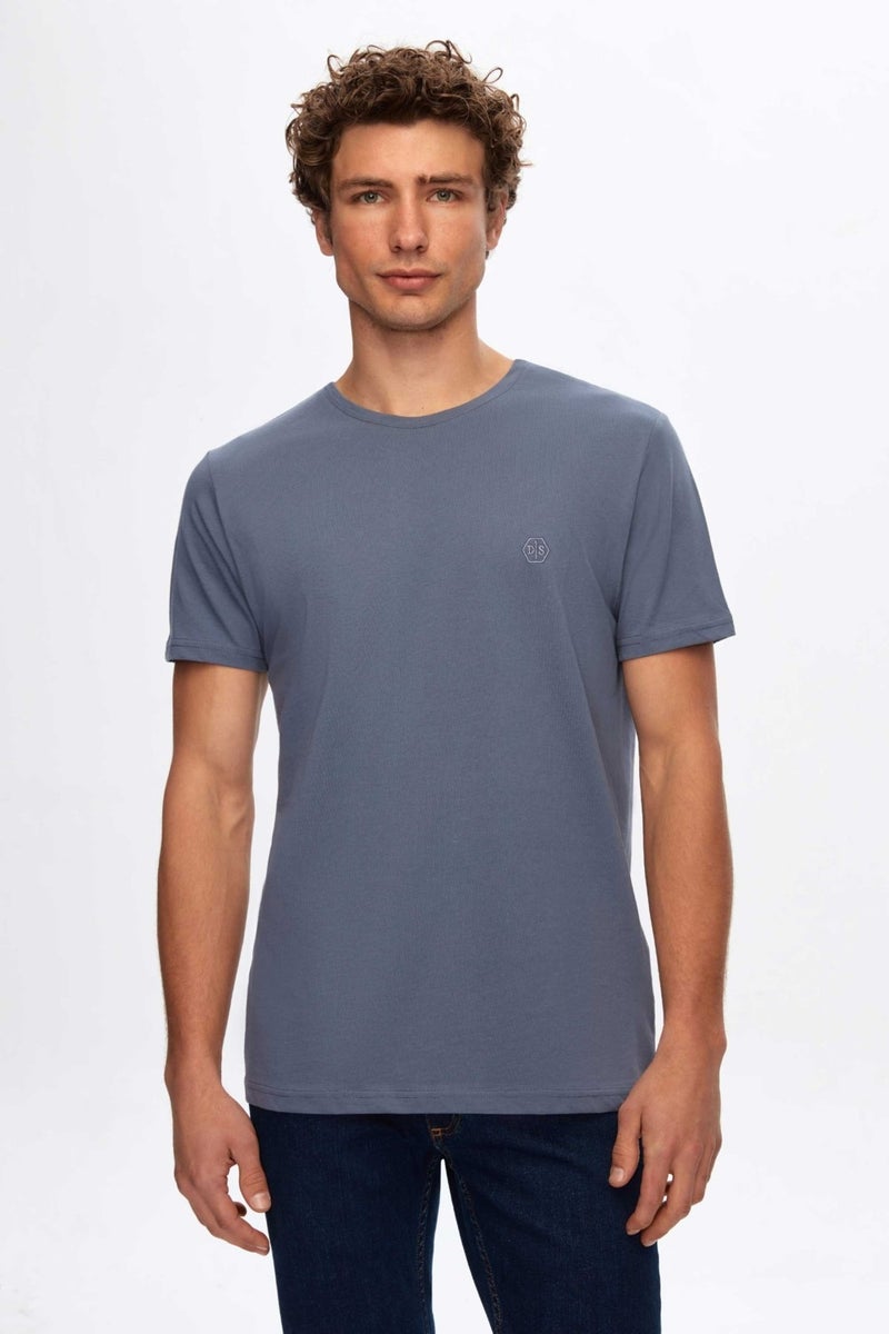 Regular Fit Smoke Plain T-Shirt 2HC140632006M