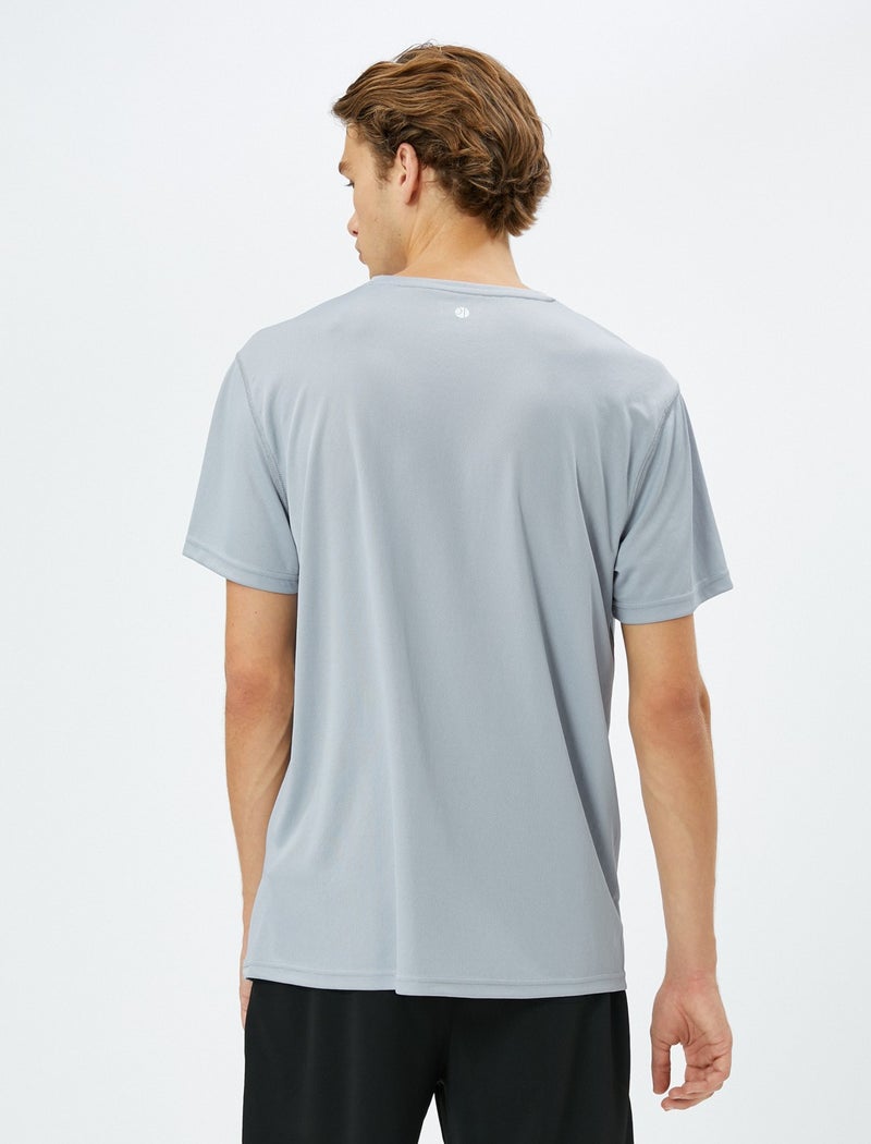 Basic Sports T-Shirt with Stitching Detail Crew Neck Short Sleeve