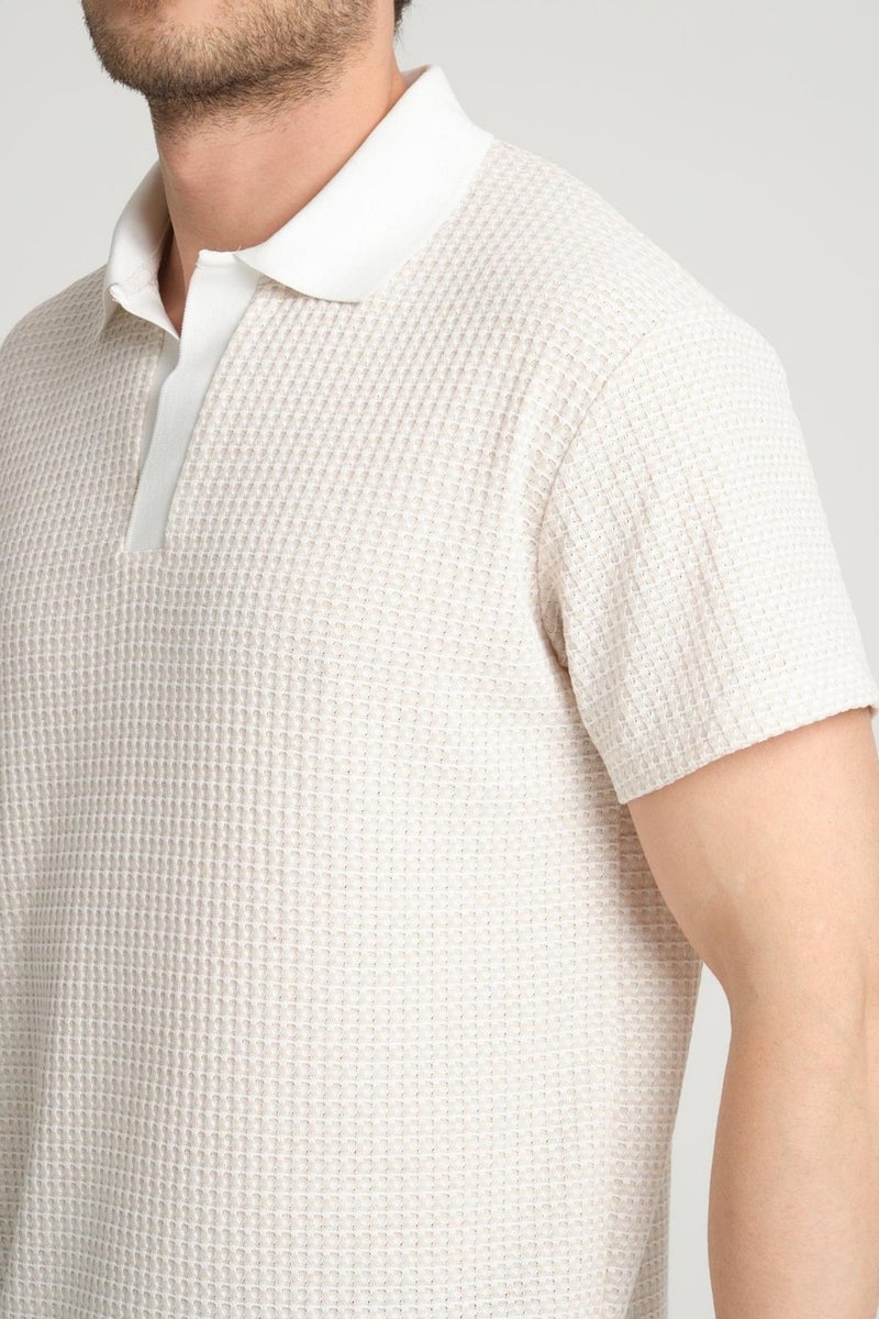 Waffle Patterned Polo Neck T-Shirt (E24-PLTS00)