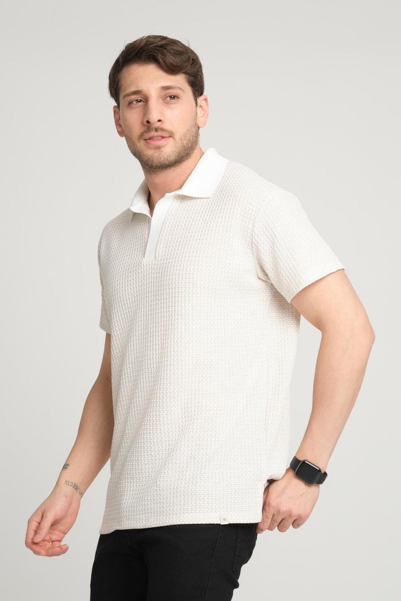 Waffle Patterned Polo Neck T-Shirt (E24-PLTS00)